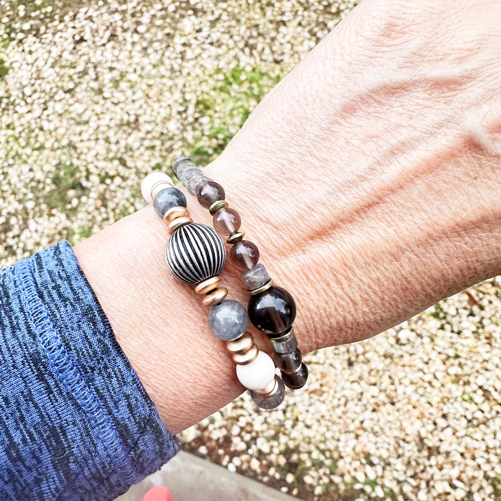 The Aura Bracelet: Adjustable Labradorite, Mountain Jasper, & Sterling Silver