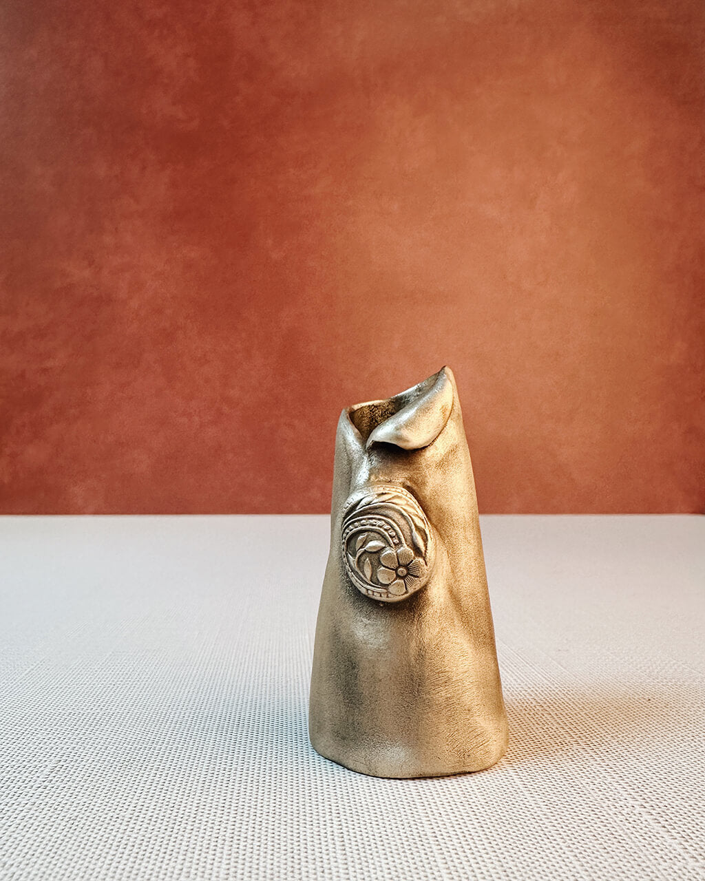 Floral Swirl Bronze Mini Bud Vase (Hand Sculpted, 2.5" Tall)