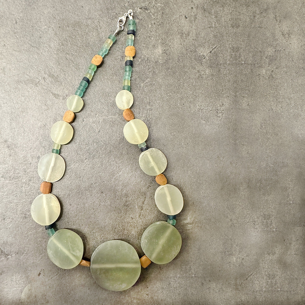 Mediterranean Breeze Sea Glass and Recycled Glass Necklace