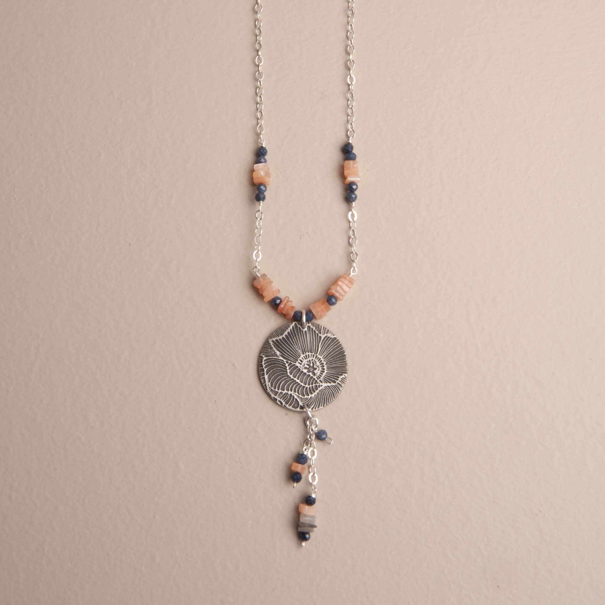 Poppy Bloom – Moonstone & Sapphire Necklace