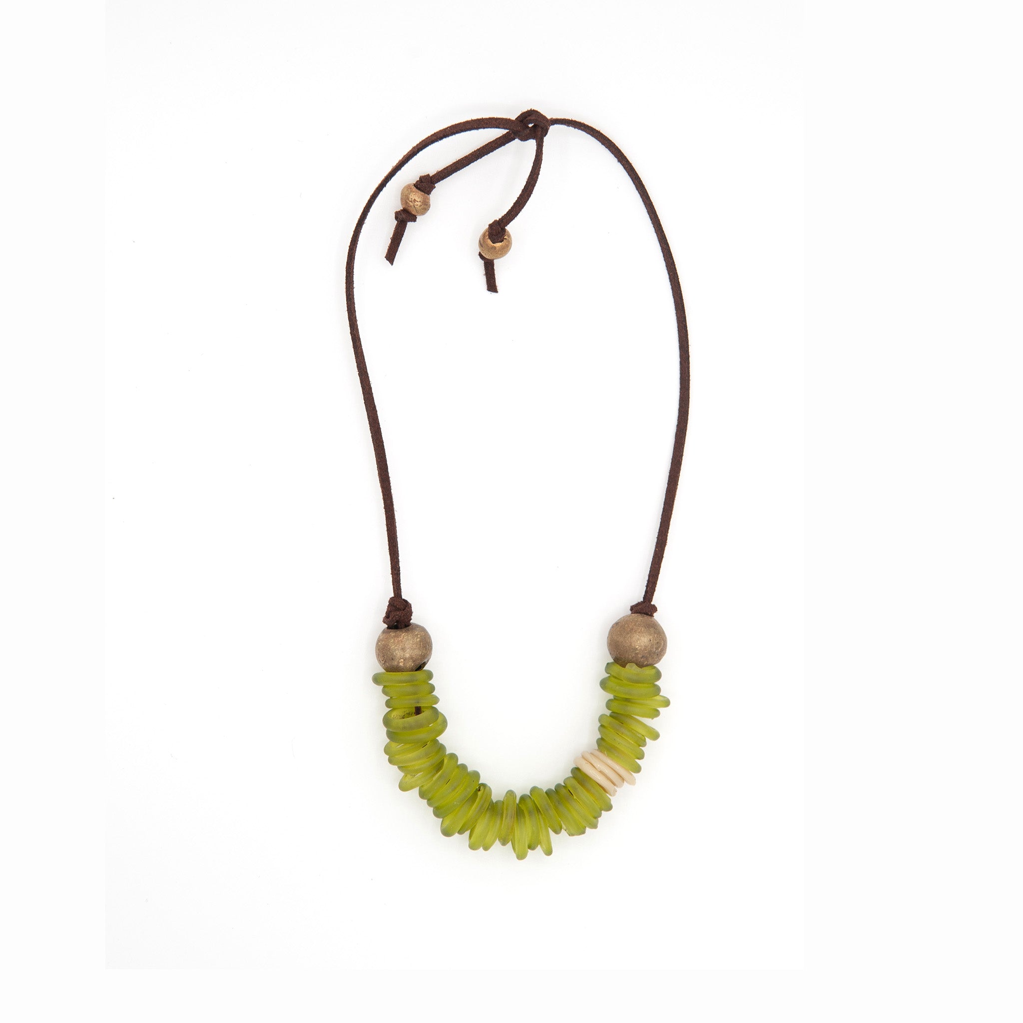 Whispering Spring Summer Recycled Glass Necklace, Adjustable (16"-18")