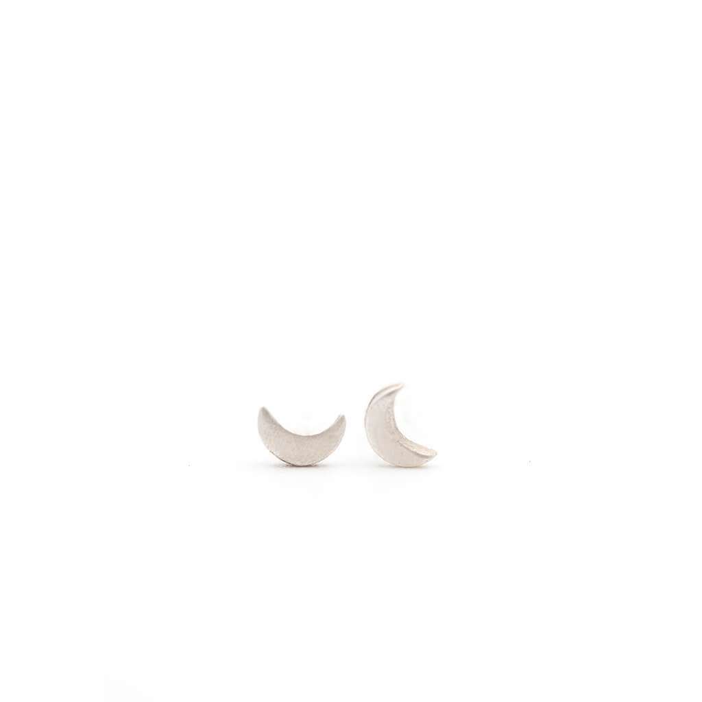 Crescent Moon Stud Earrings (Sterling Silver, 5mm x 3mm)