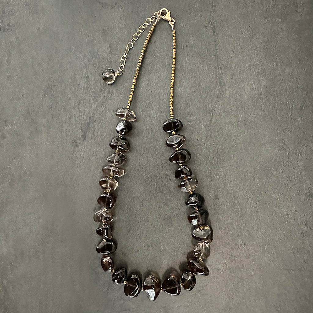 Whispering Willow Smoky Quartz Necklace (Handmade, Adjustable 16-18")