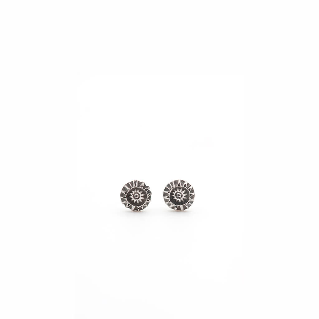 Starflower Silver Sunburst Stud Earrings (Handmade, 5mm)