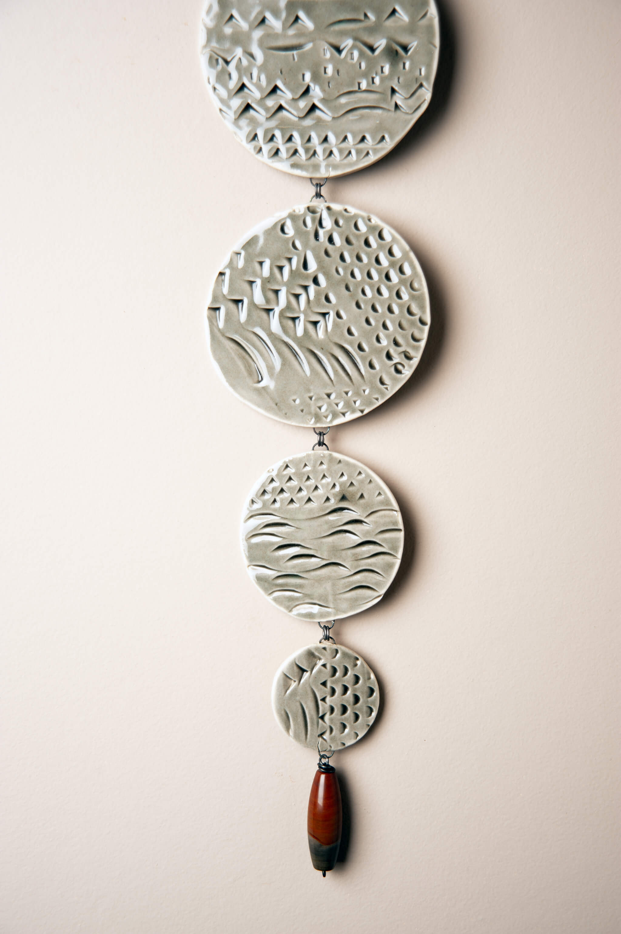Medium Cascading Ceramic Wall Hanging No. 05 | Smoke Grey + Mountain Jasper — FTF_0726
