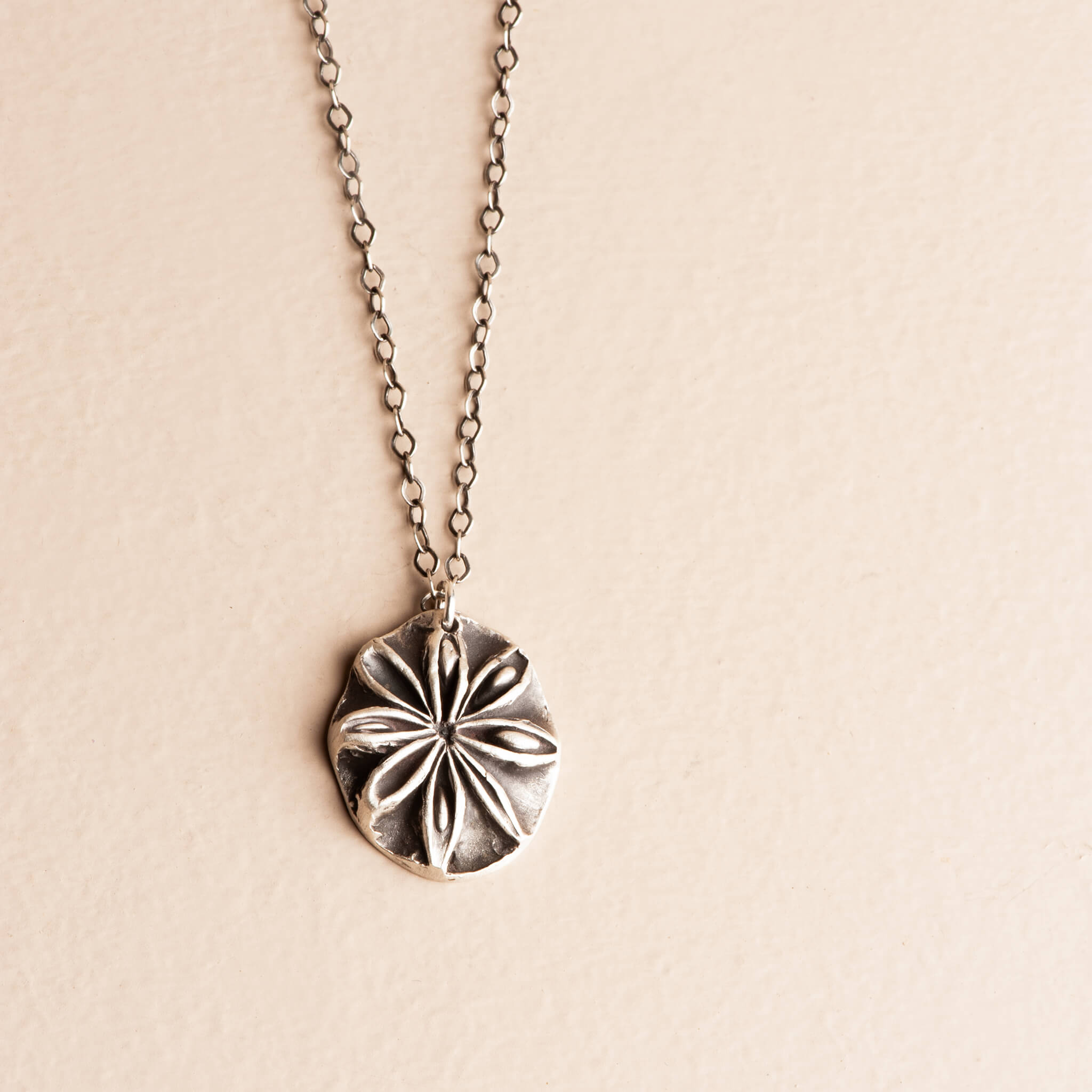 Sterling Silver Star Anise Botanical Pendant Necklace