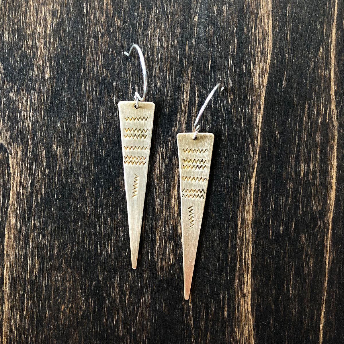Bronze Squiggle Stamped Earrings - Jester Swink