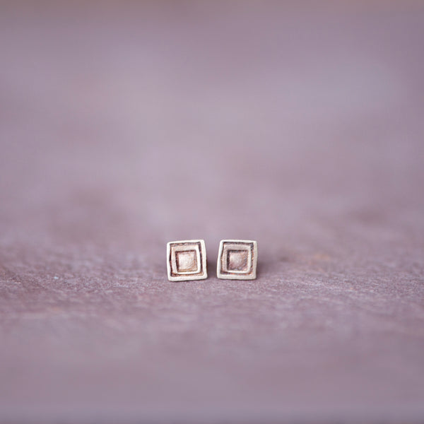 Artisan Geometric Square Stud Earrings from Jester Swink - Jester Swink