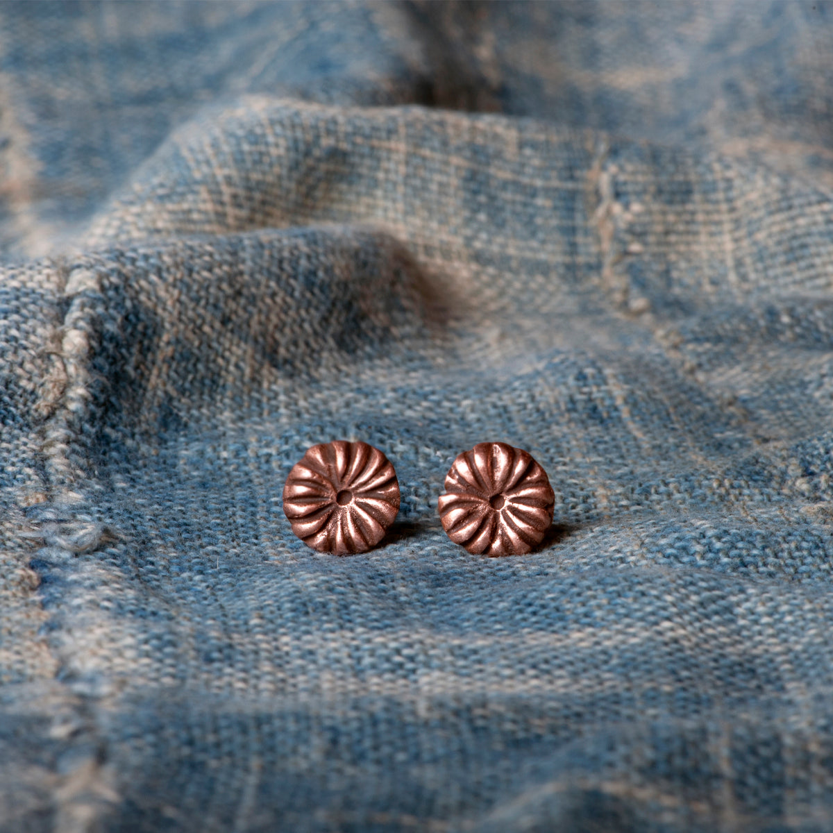 Copper Pinwheel Stud Earrings by Jester Swink - Jester Swink