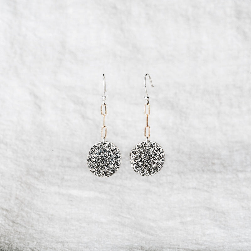 Mandala Let There Be Light Floral Dangle Earrings by Jester Swink - Jester Swink
