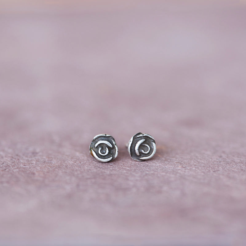 Mini Silver Rose Stud Earrings from Jester Swink - Jester Swink