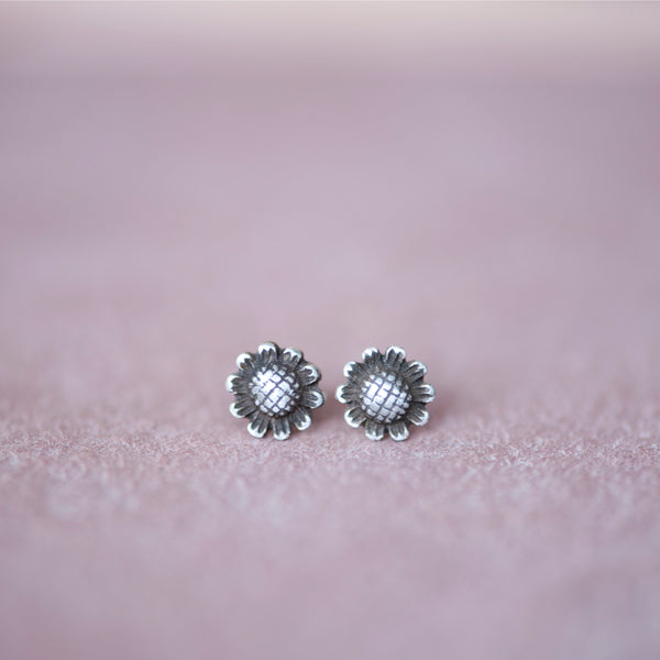 Sterling Silver Daisy Flower Stud Earrings - Jester Swink