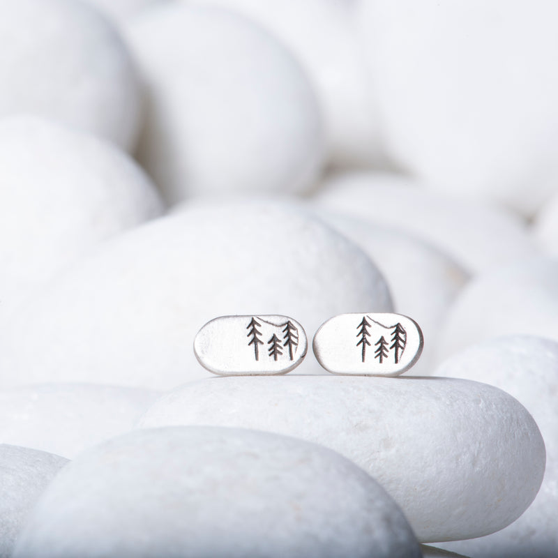 The Forest Bar Silver Stud Earrings by Jester Swink - Jester Swink