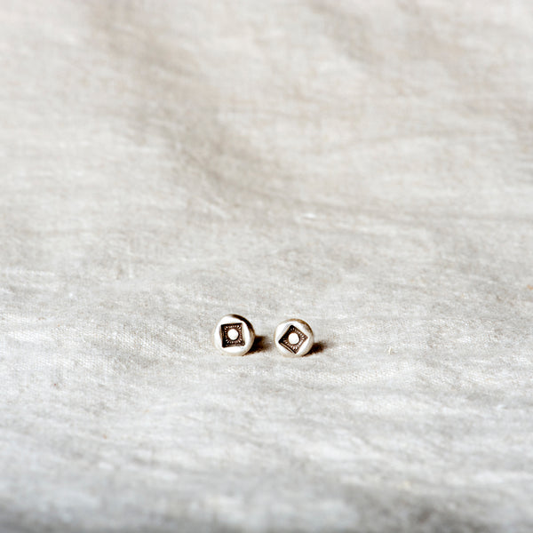 Abstract Geometric Silver Stud Earrings by Jester Swink - Jester Swink
