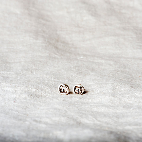 In The Forest Trees Silver Stud Earrings by Jester Swink - Jester Swink
