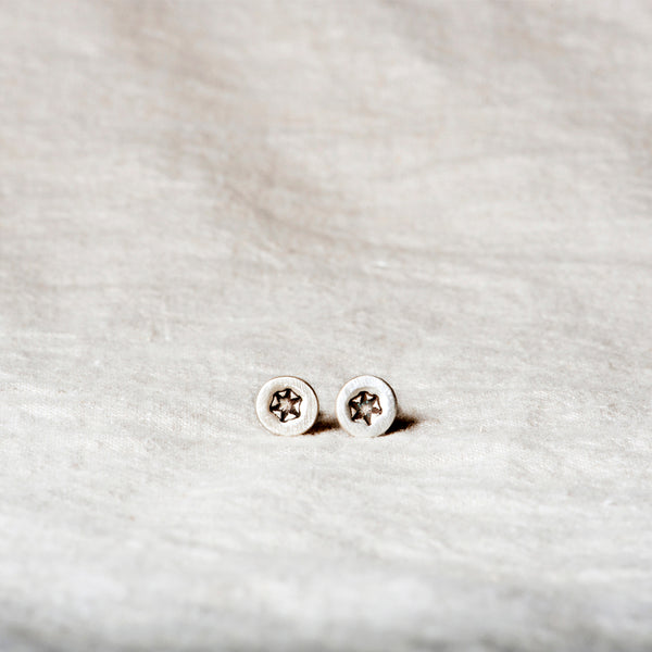 Hex Stars Silver Stud Earrings by Jester Swink - Jester Swink