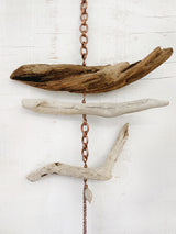 Natural Driftwood Copper Fossil Coral Agate Silent Wind Chime Spinner by Jester Swink - Jester Swink