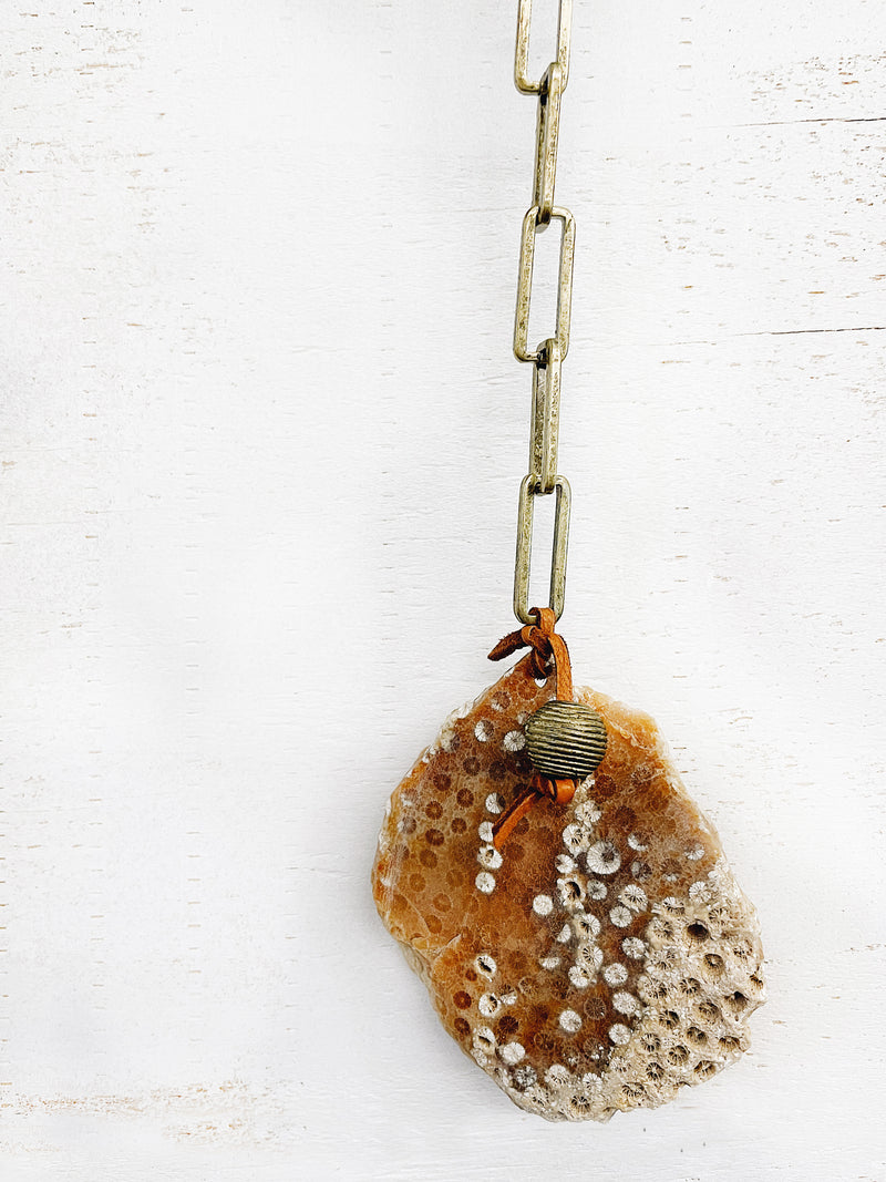 Natural Fossil Coral Agate Silent Wind Chime by Jester Swink - Jester Swink