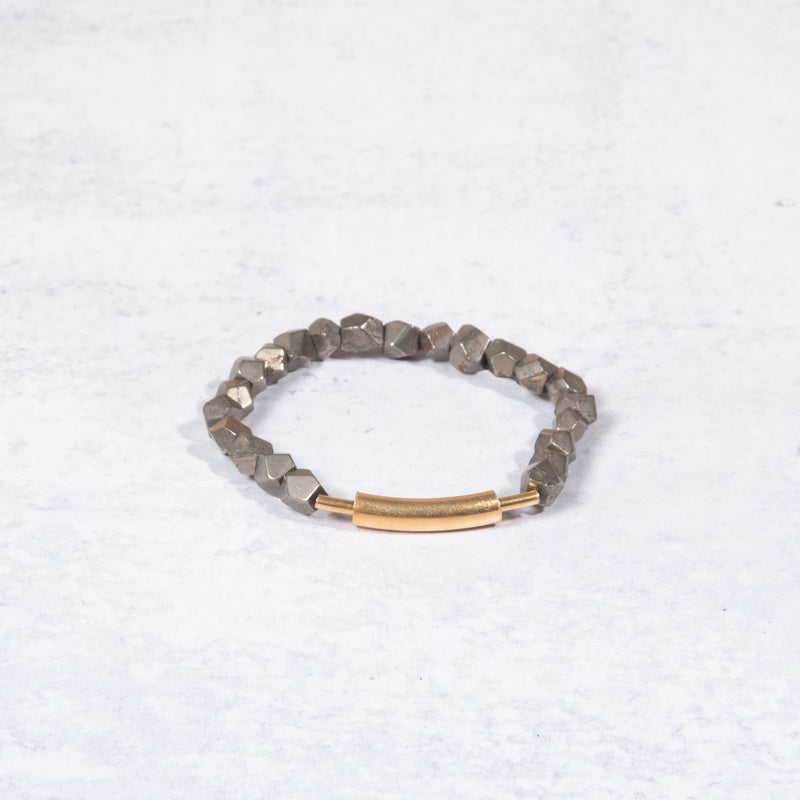 Two Bar Pyrite & 14K Gold Vermeil Bracelet from Jester Swink - Jester Swink