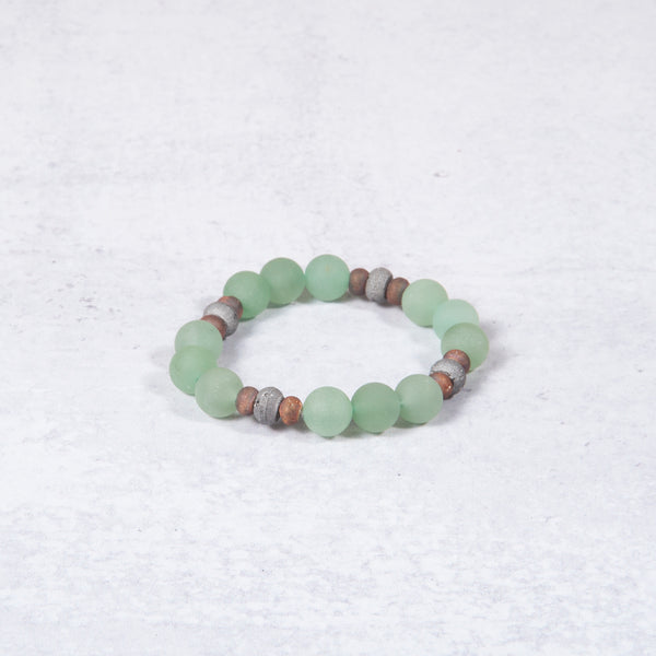 Druzy & Green Recycled Sea Glass Bracelet from Jester Swink - Jester Swink