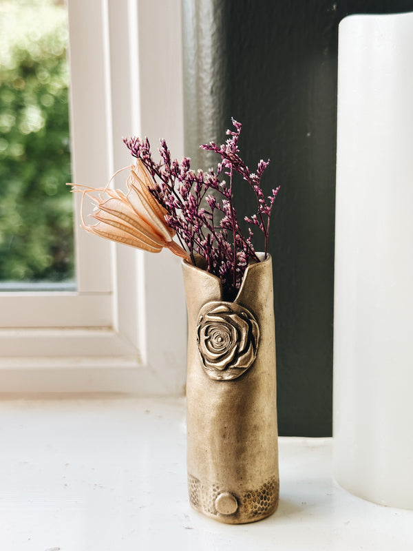 Dots and Rose Bronze Mini Bud Vase - Jester Swink