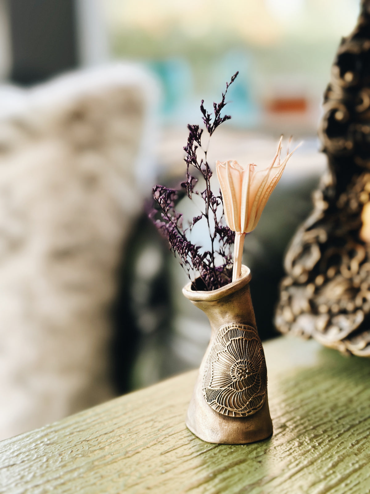Drooping Poppy Bronze Mini Bud Vase