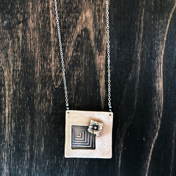 Geometric Abstract Square Pendant Necklace - Jester Swink