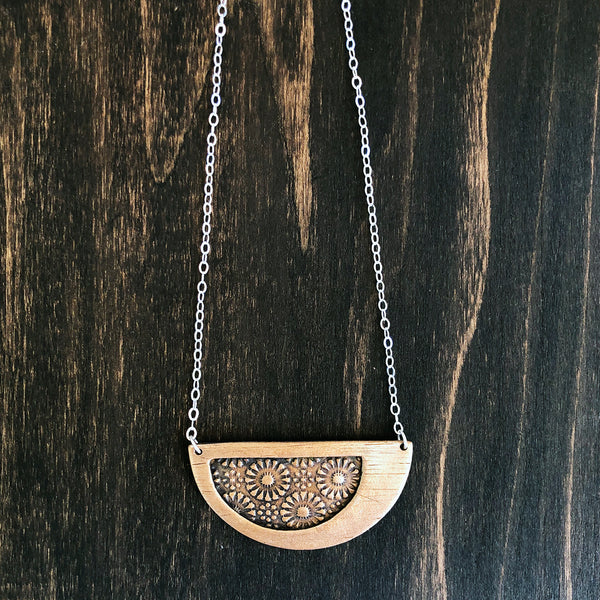 Half Moon Daisy Pendant Necklace - Jester Swink