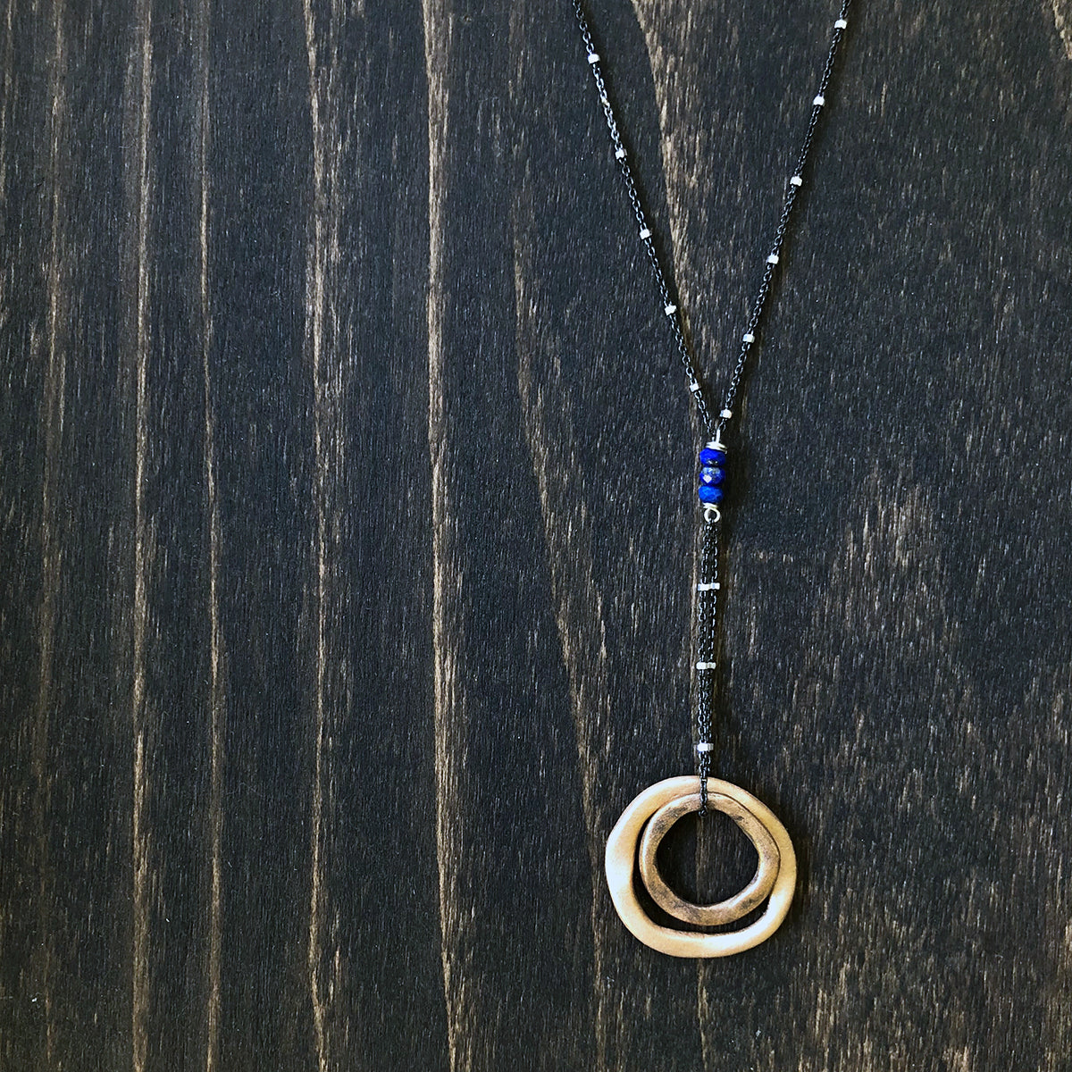 Bronze and Lapis Rings of Love Necklace - Jester Swink
