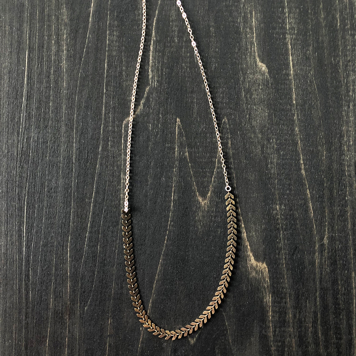 Chevron Brass and Gold Filled Chain Necklace - Jester Swink
