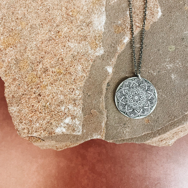 Sterling Silver Flower Power Mandala Pendant Necklace - Jester Swink