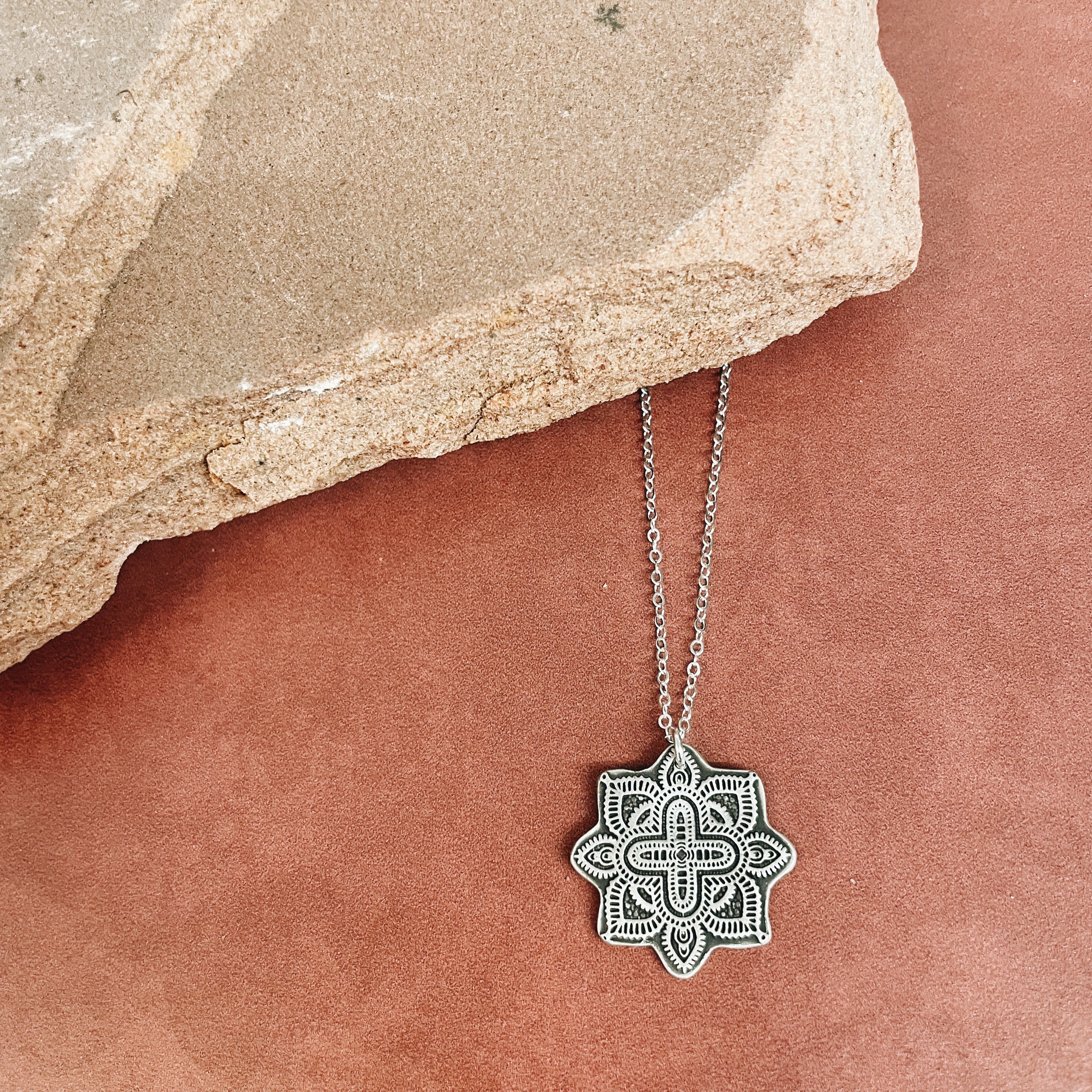 Sterling Silver Rising Above Lotus Mandala Pendant Necklace - Jester Swink