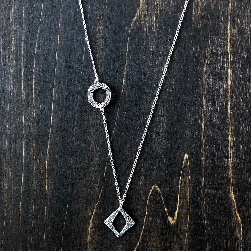 Delicate Assymy Necklace with Floral Textures - Jester Swink