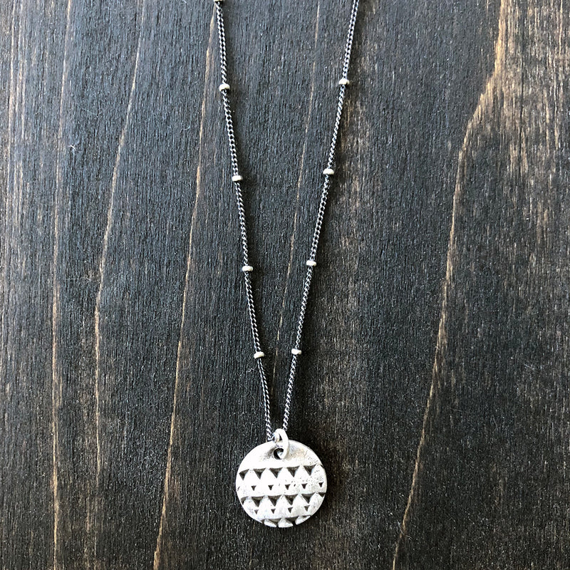Circle Pendant with Triangle Texture Necklace - Jester Swink