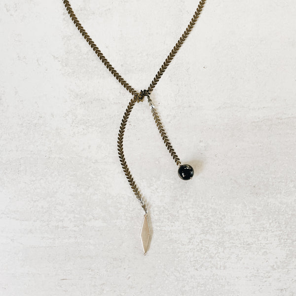 Onyx Sterling Chevon Lariat Necklace - Jester Swink