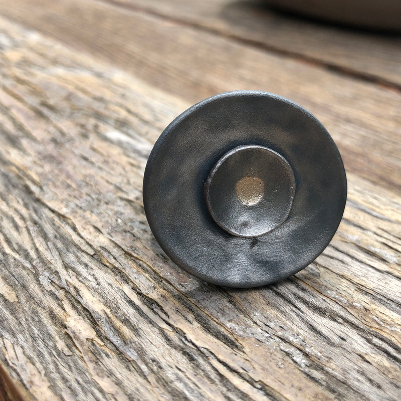 Steel and Bronze Circle Dot Ring by Jester Swink - Jester Swink