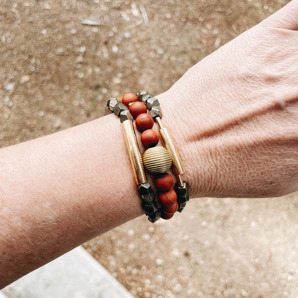 Two Bar Pyrite & 14K Gold Vermeil Bracelet from Jester Swink - Jester Swink
