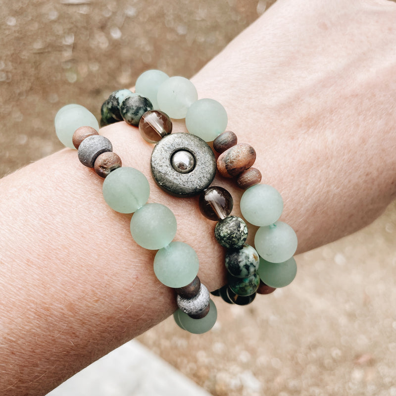 Druzy & Green Recycled Sea Glass Bracelet from Jester Swink - Jester Swink